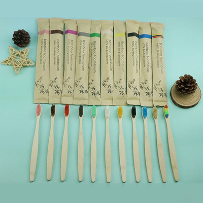 Soft-bristled bamboo toothbrush adult travel wood toothbrush