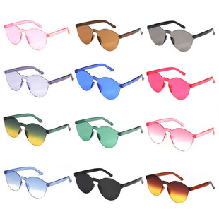 Colorful Pink Glasses Sun Shade Lens Yellow Red Retro men