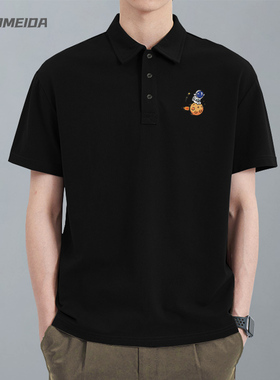 2025夏季新款冰丝Polo衫男女火星宇航员太空人plol珠地棉翻领短袖