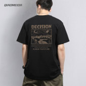 男女休闲t恤ins港风潮牌 夏季 2026新款 原创山川河流纯棉山系短袖