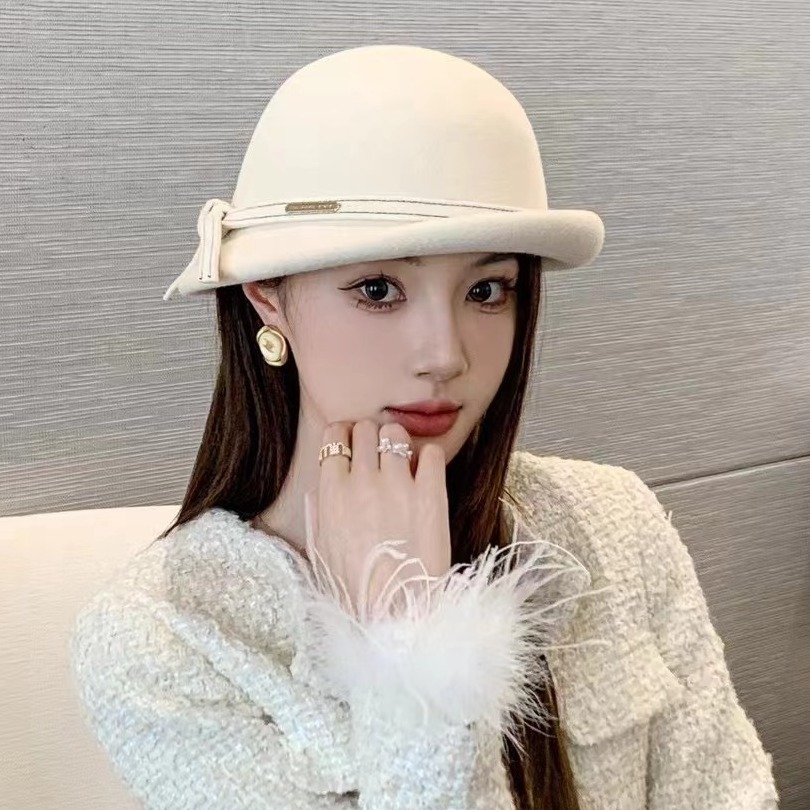 新款高品质秋冬女羊毛呢帽英伦小礼帽韩版明星同款时尚优雅贝雷帽