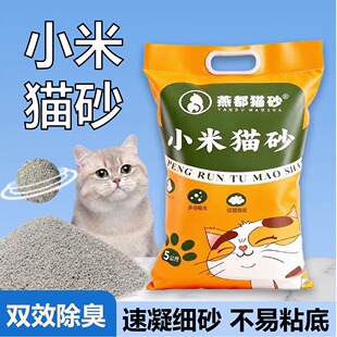 猫砂小米砂除臭膨润土超细小颗粒20公斤10kg除臭无粉尘幼猫专用砂
