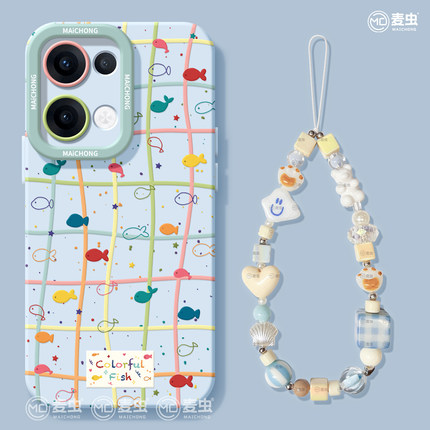 适用opporeno15手机壳女款reno14pro+保护套13全包pro硅胶8防摔reno7se高级oppo软壳10/11彩色小鱼12可爱外壳