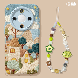 软壳x30 刺绣外壳honor创意小镇x50i 适用荣耀x60手机壳女款 x70i保护套硅胶x40gt全包防摔50高级华为X50GT新款