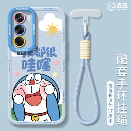 适用opporeno14手机壳女款reno12pro+保护套13全包9pro硅胶8防摔reno7se磨砂oppo软壳6/11哆啦卡通10蓝胖外壳