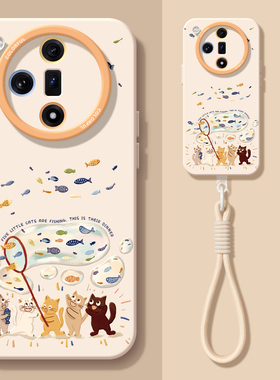 适用oppofindx8手机壳女款findx9pro保护套硅胶ultra全包防摔x6por磨砂外壳x5捕鱼猫咪0pp0油画x7pro新款软壳