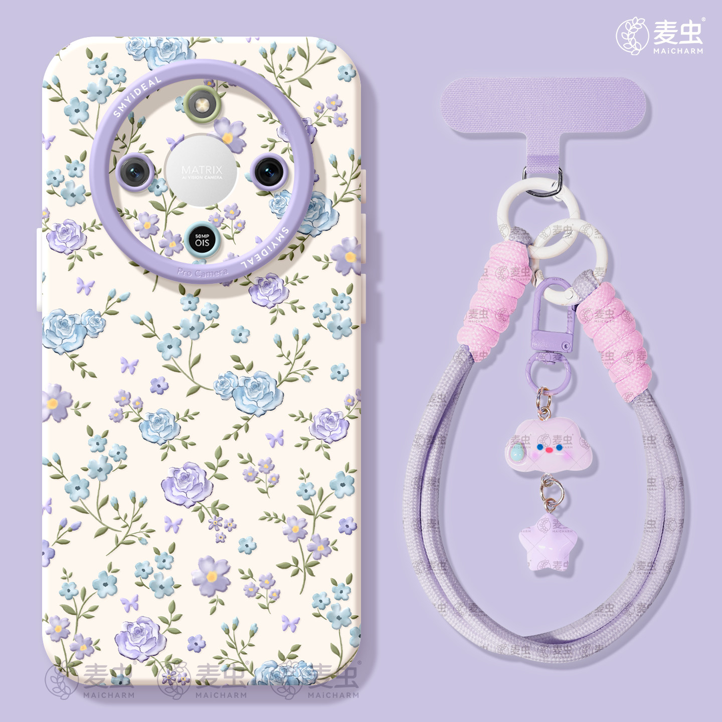 适用荣耀x60手机壳女款x70i保护套硅胶x40gt全包防摔50高级华为X50GT新款紫蓝外壳honor好看玫瑰x50i+软壳x30