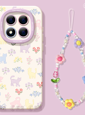 适用红米note15pro手机壳女款note14保护套小米高级note11pro硅胶防摔13por+全包redmi好看12turbo软小猫格子