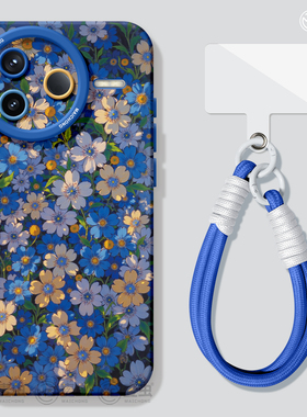 适用红米k80手机壳女款k90pro保护套小米k40s全包硅胶k70至尊版redmi防摔k60por高级蓝色k50好看花朵软80外壳