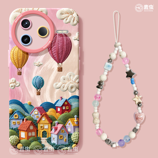 适用红米k80手机壳女款 redmi防摔k60por高级油画k50卡通小镇软80外壳 k90pro保护套小米k40s全包硅胶k70至尊版