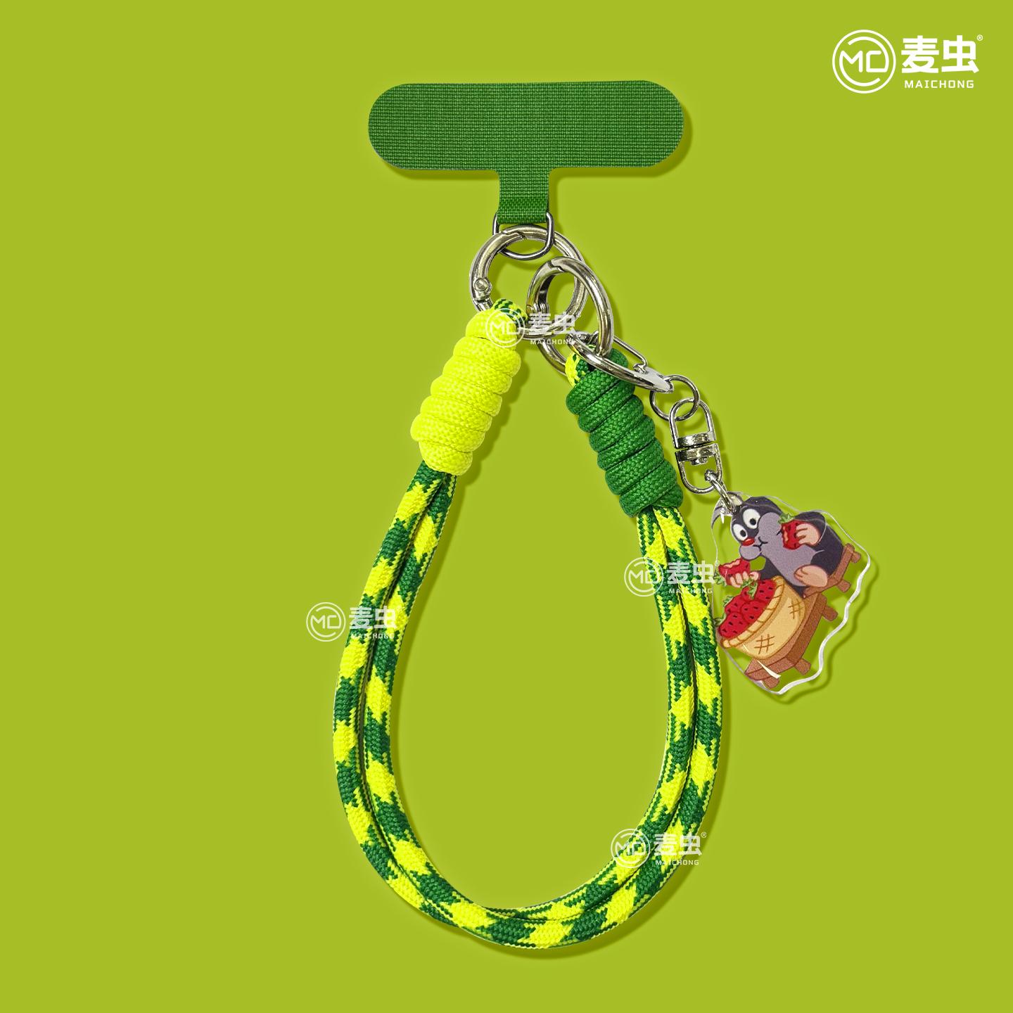 手机链绳挂手腕手机挂绳手腕款绿色链条鼹鼠漂亮高端垫片防丢夹片短款手机壳卡垫挂坠吊坠女士超好看手机挂链