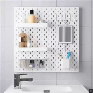 洗漱台洗手池厕所收纳洞洞板上的配件挂钩宜家长孔置物架挂篮盛具