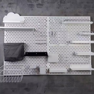 宜家长孔平替洞洞板上的配件金属挂钩收纳盒置物架挂篮连接固定器