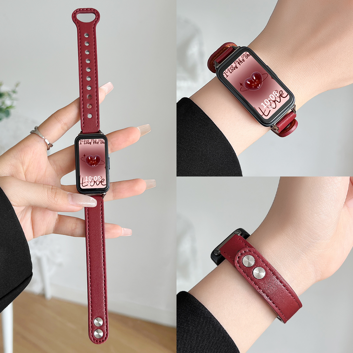 手环10/9~时尚经典双钉皮革表带