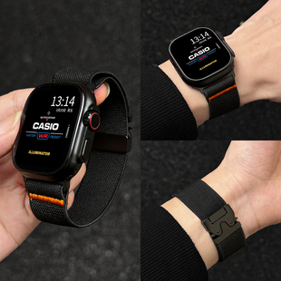 适用iwatchs10手表带创意尼龙编织苹果s9手表链ultra2夏季applewatchultra新款se男款创意applewatchs8高级感