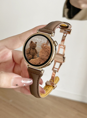 适用华为手表GT5/gt4表带GT6轻奢watch4/3pro手表带新款真皮女款荣耀智能magic2腕带高级41mm专用gt3gt2女士