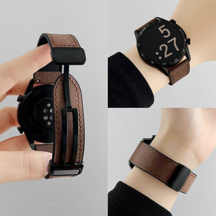 适用华为watchgt5手表带gt6疯马皮磁吸新款gt4女士秋冬专用5/4/3pro智能运动手表腕表真皮gt3高级感秋冬女款2