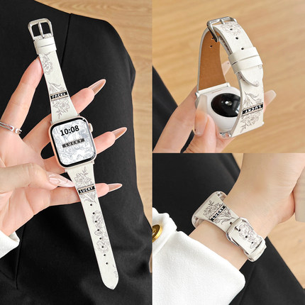 适用苹果手表s10表带链夏天新款iwatchs9女款夏季手表链applewatch10高级感se版女s8智能s7运动s6皮质s5手链