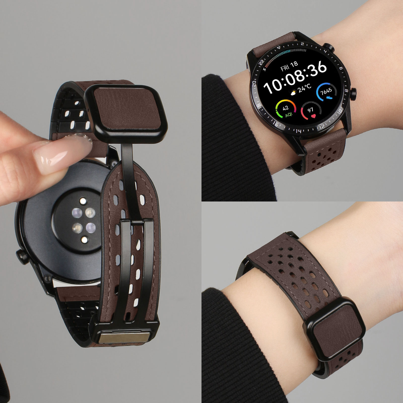 秋冬高级感新品疯马皮磁吸表带