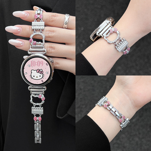 watchgt5 4手表带金属镶钻kt猫watch5高级感女款 4pro系列智能表gt3 1高端轻奢腕表 适用华为gt6表带夏新款