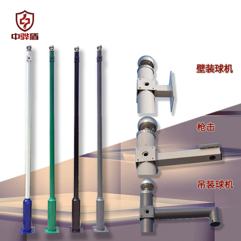 室外监控立杆2米3米4米5米小区摄像机立柱小区不锈钢监控立杆支架灯杆 支持定做 中骅盾