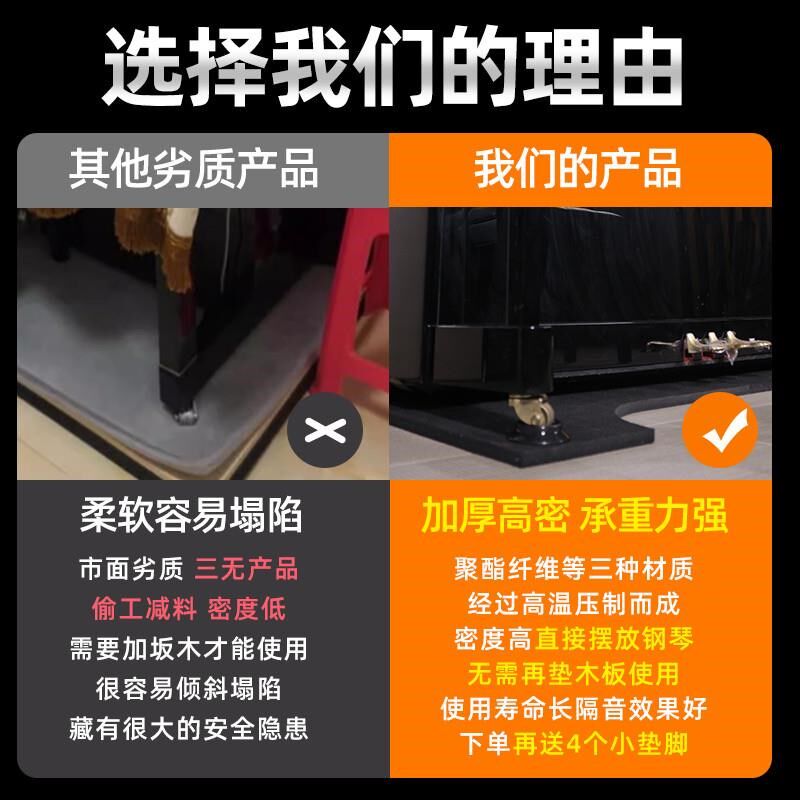 钢琴隔音棉专用隔音地垫吸音消音垫背部琴房静音神器W背垫降噪背