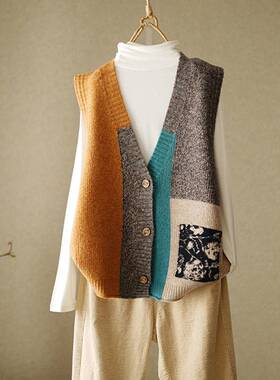 Spring Outerwear Sweater Vest Women Knitted Vest Loose Niche
