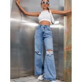 Baggy Waist Jeans Casual Ripped High Woman Loose Mom