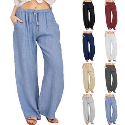 M-3XL ladies cotton and linen casual pants大码女棉麻休闲裤