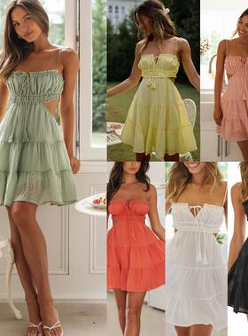 2024夏季女装吊带短款连衣裙Summer women suspender short dress