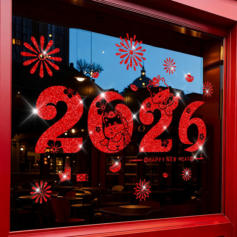 2026马年装饰墙贴玻璃门贴纸橱窗氛围布置红粉喜庆家用新年窗花贴,节庆用品/礼品,喜字/剪纸/贴纸,淘宝优惠券,粉丝福利购,淘宝优惠卷