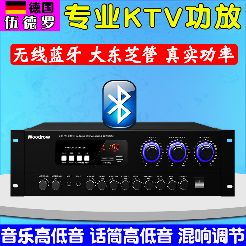 德国伍德罗专业大功率家用KTV蓝牙功放机家庭卡拉ok专用扩音器