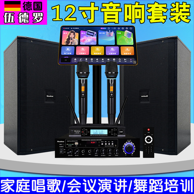 伍德罗12寸家用KTV音响套装家庭卡拉OK专业音箱功放点歌机全套装