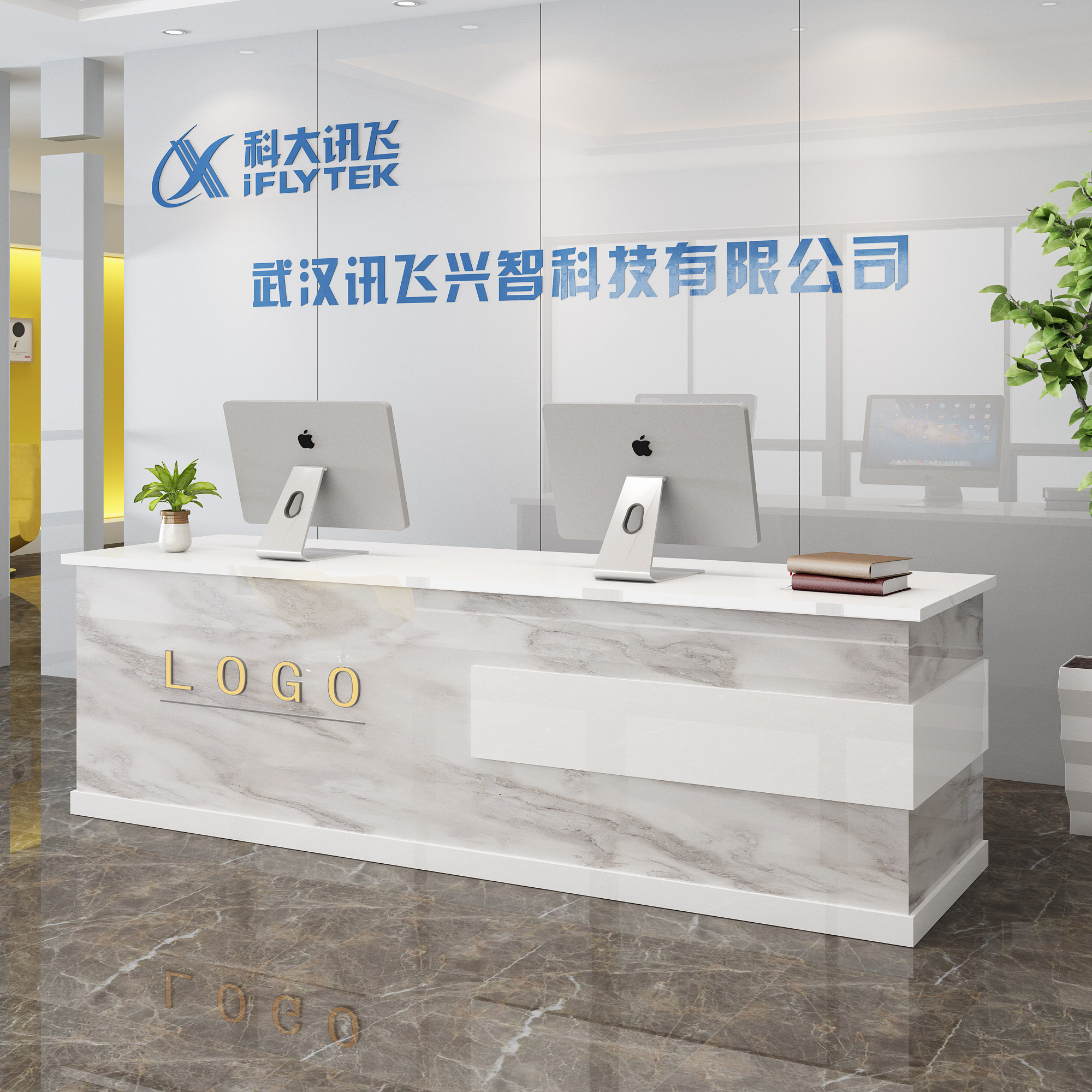 公司前台接待台简约现代中介房产物业柜快递旅行社烤漆吧台收银台