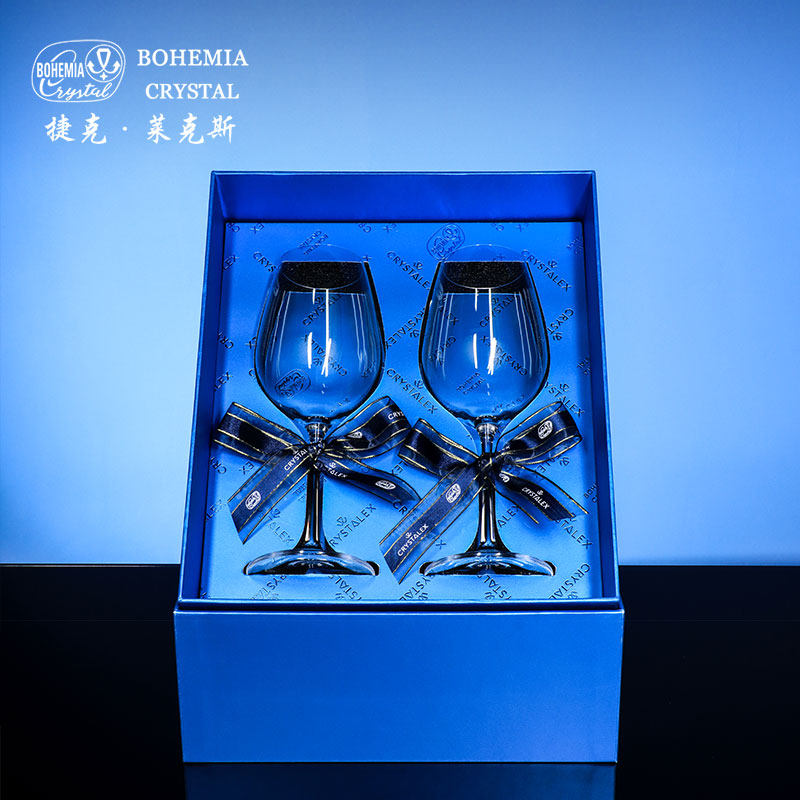 捷克高档水晶红酒杯高颜值高脚对杯结婚礼物高端葡萄酒杯礼盒套装