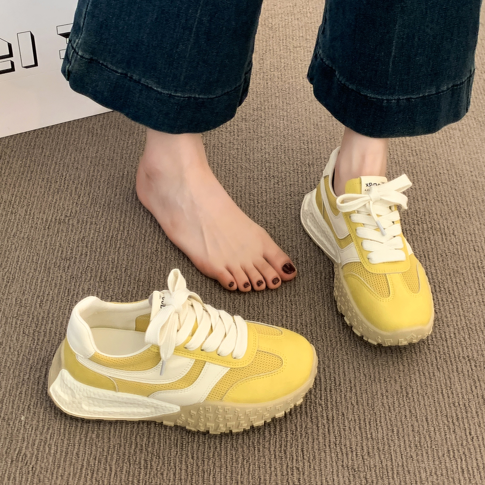 官网厚底阿甘德训鞋女2025新款夏季薄款网面透气百搭跑步运动休闲