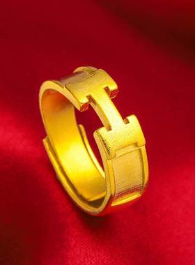 越南沙金戒指/指环男士欧币久不掉色镀金食指尾戒饰品首饰