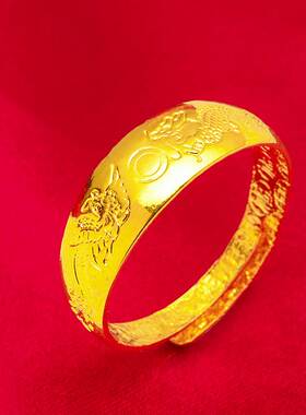 新款越南沙金龙凤戏珠钢印戒指 情侣戒指男女对戒 爆款货源饰品