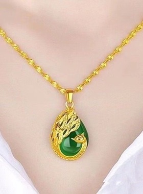 项链高级感轻奢小众女2025新款沙金凤凰形吊坠婚庆女士宝石挂坠