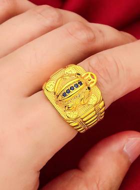 越南沙金男士霸气貔貅戒指男款开口大号戒指跨境首饰饰品