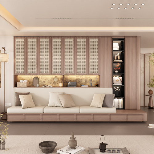 宋式美学去客厅化一体满墙书柜