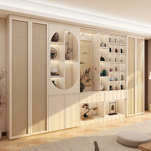 新中式实木多宝阁博古架客厅古董柜现代简约茶室茶叶收纳柜展示柜