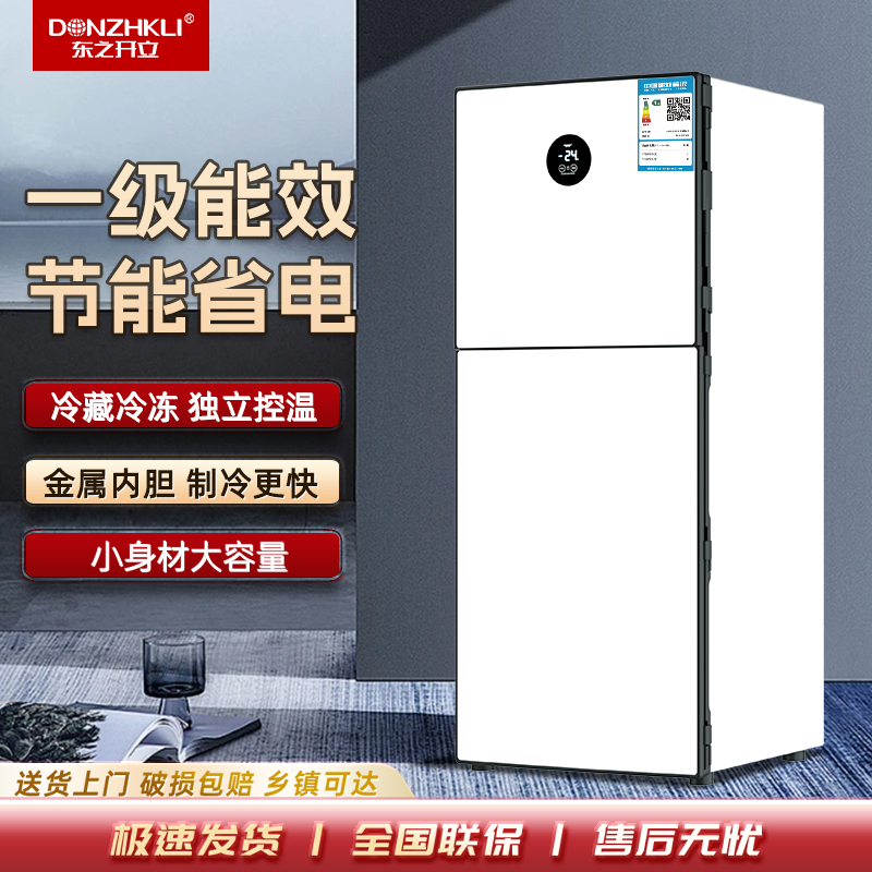 东之开立冷藏冷冻双开门智能小冰箱家用厨房办公租房小型冰箱节能