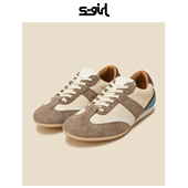 SGIRL 训练鞋 TWTW平底美拉德德训鞋 女真皮初夏拼色透气休闲赛车鞋