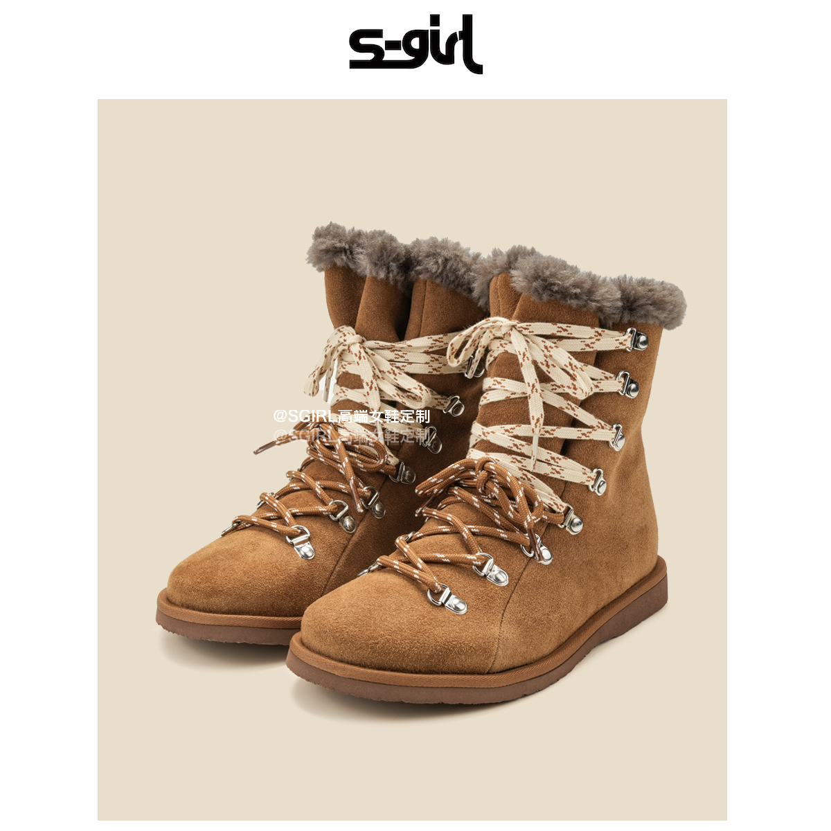 SGIRL TWTW小众设计感厚底雪地靴2025秋冬加绒短靴百搭毛毛保暖鞋