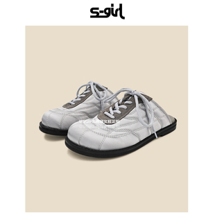 女2026春夏通勤勃肯一脚蹬包头凉拖鞋 SGIRL TWTW圆头厚底半拖鞋