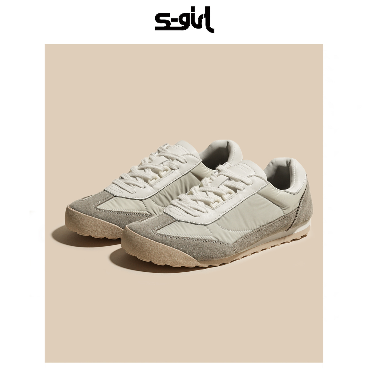 SGIRLTWTW复古平底拼色德训鞋女