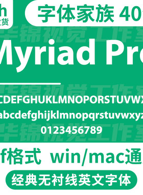 Myriad Pro 全套字体安装包 设计排版无衬线英文字体系列粗细可变