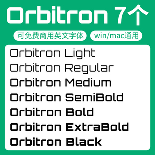 Orbitron字体家族全套 可免费商用 创意机械风方块英文字体安装包