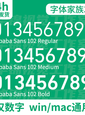 Alibaba Sans 102字体安装包 AI/PS可用Mac/Win 金额数字字体包